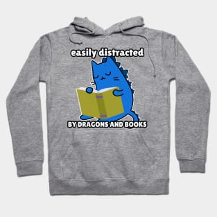 Cat Dragon Book reading easily distracted Hoodie